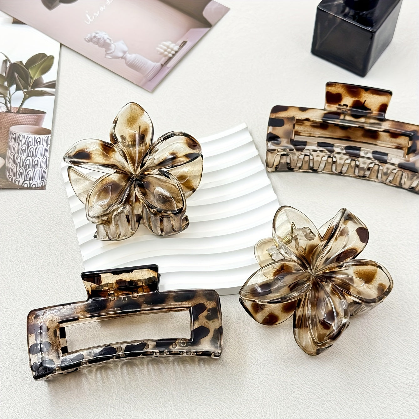 4pcs Leopard Print Claw Clip