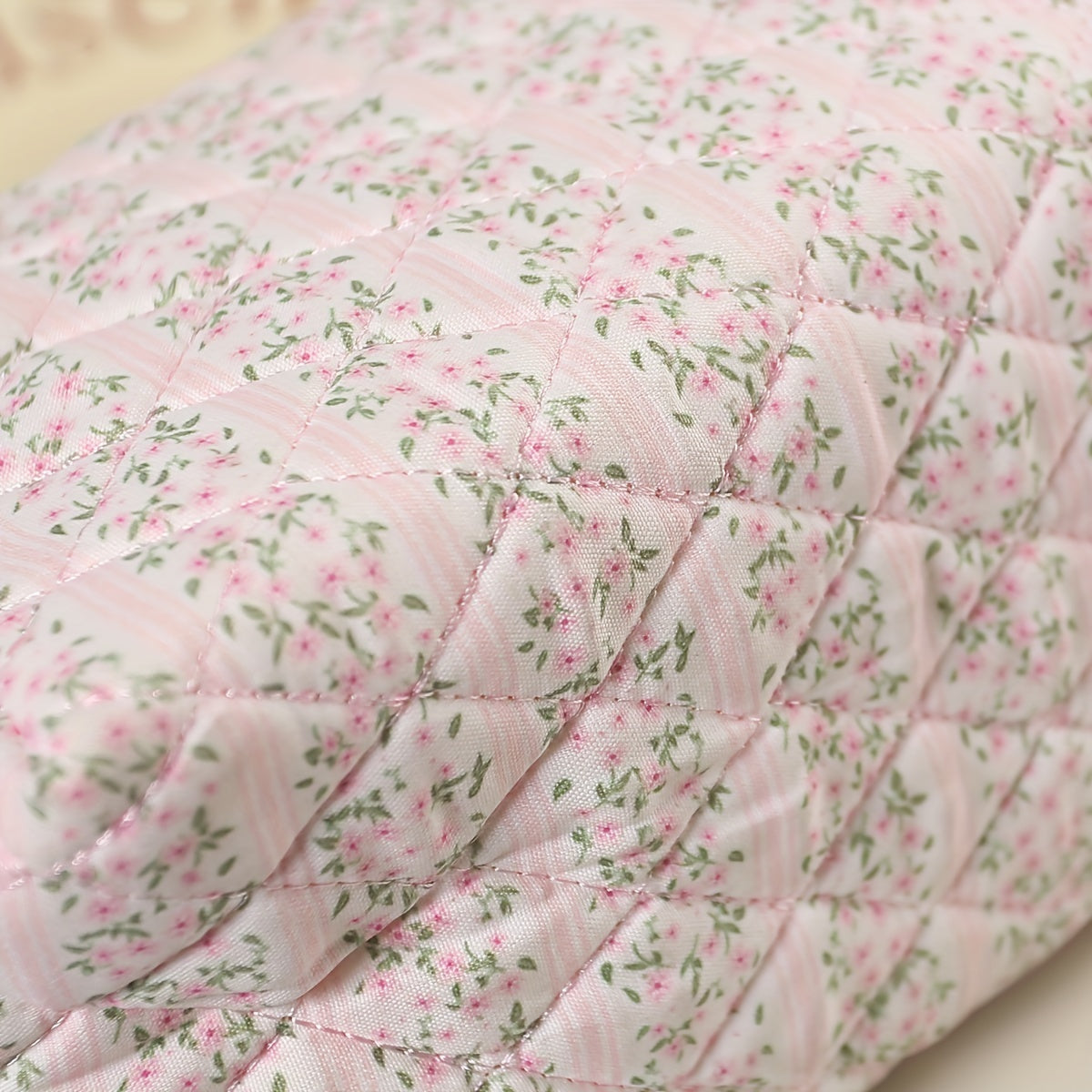Quilted Floral Makeup Bag
